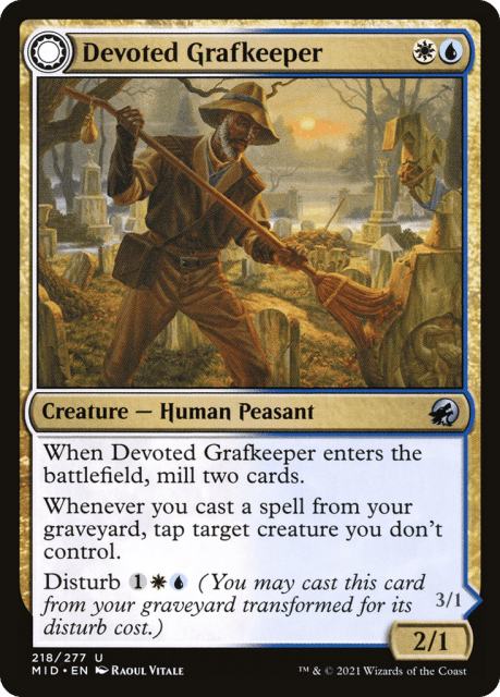Devoted Grafkeeper // Departed Soulkeeper (218) — Innistrad: Midnight Hunt