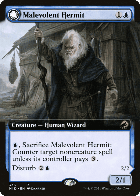 Malevolent Hermit // Benevolent Geist (336) — Innistrad: Midnight Hunt