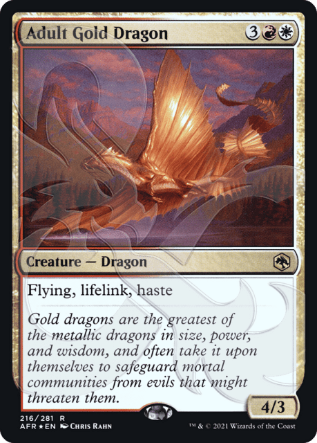 Adult Gold Dragon (216a) — Adventures in the Forgotten Realms Promos