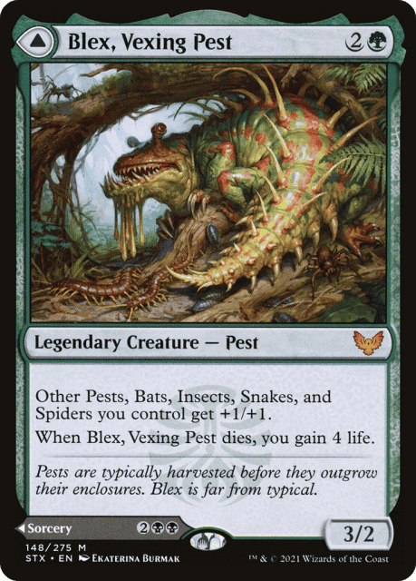 Blex, Vexing Pest // Search for Blex (148) — Strixhaven: School of Mages