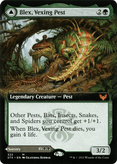 Blex, Vexing Pest // Search for Blex (322) — Strixhaven: School of Mages