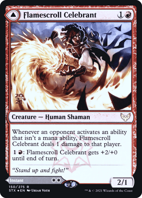 Flamescroll Celebrant // Revel in Silence (150) — Strixhaven: School of Mages Promos