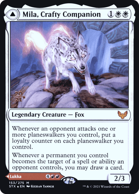 Mila, Crafty Companion // Lukka, Wayward Bonder (153) — Strixhaven: School of Mages Promos