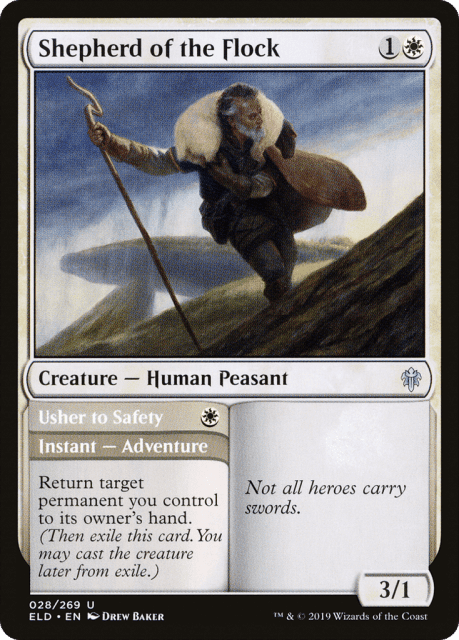 Shepherd of the Flock // Usher to Safety (28) — Throne of Eldraine