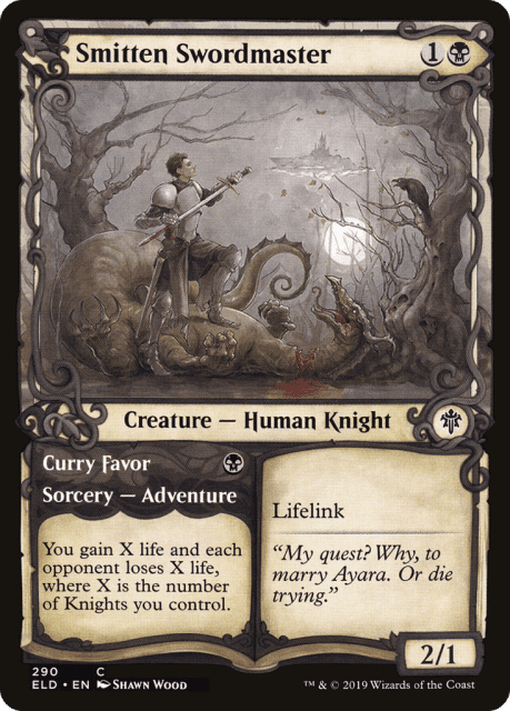 Smitten Swordmaster // Curry Favor (290) — Throne of Eldraine