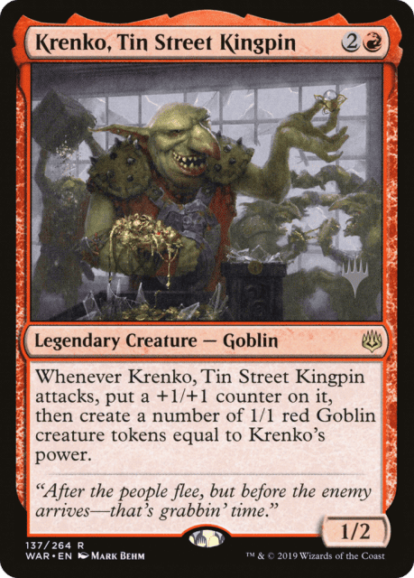 Krenko, Tin Street Kingpin (137) — War of the Spark Promos