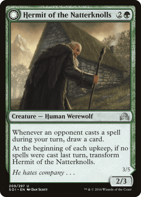 Hermit of the Natterknolls // Lone Wolf of the Natterknolls (209) — Shadows over Innistrad