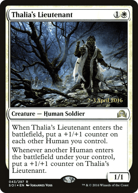 Thalia's Lieutenant (43) — Shadows over Innistrad Promos