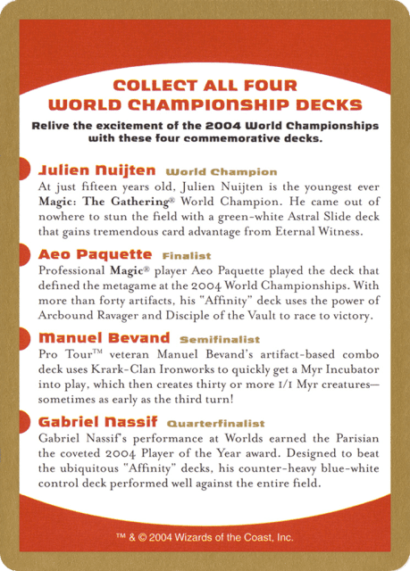 2004 World Championships Ad (0) — World Championship Decks 2004