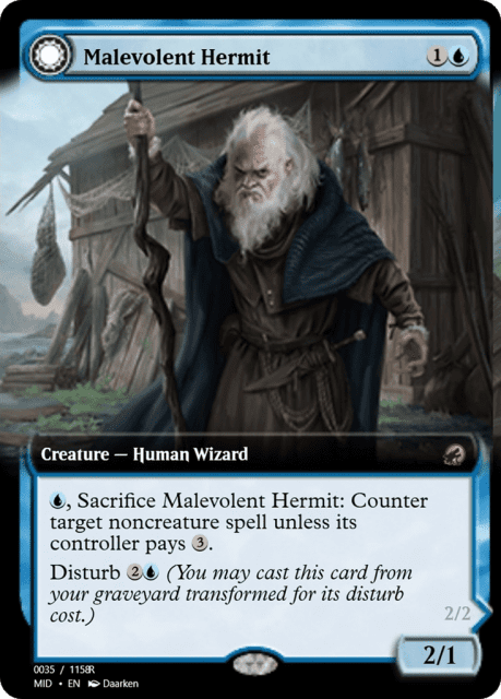 Malevolent Hermit // Benevolent Geist (93950) — Magic Online Promos