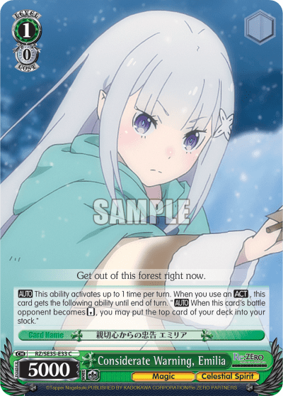 Considerate Warning, Emilia — [EX] Re:ZERO -Starting Life in Another World- The Frozen Bond
