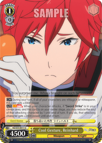 Cool Gesture, Reinhard — Re:ZERO -Starting Life in Another World- Vol.2