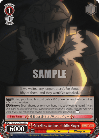 Merciless Actions, Goblin Slayer (GBS/S63-TE05) — [TD] Goblin Slayer