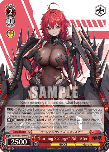 “Burning Scourge” Nihilister (NIK/S117-E077) — Booster Pack GODDESS OF VICTORY: NIKKE