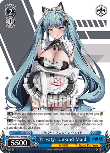 Privaty: Unkind Maid (Holo) (NIK/S117-E086S) — Booster Pack GODDESS OF VICTORY: NIKKE