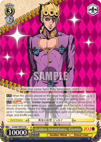 Golden Intentions, Giorno (Holo) (JJ/S66-TE07S) — [TD] JoJo's Bizarre Adventure: Golden Wind
