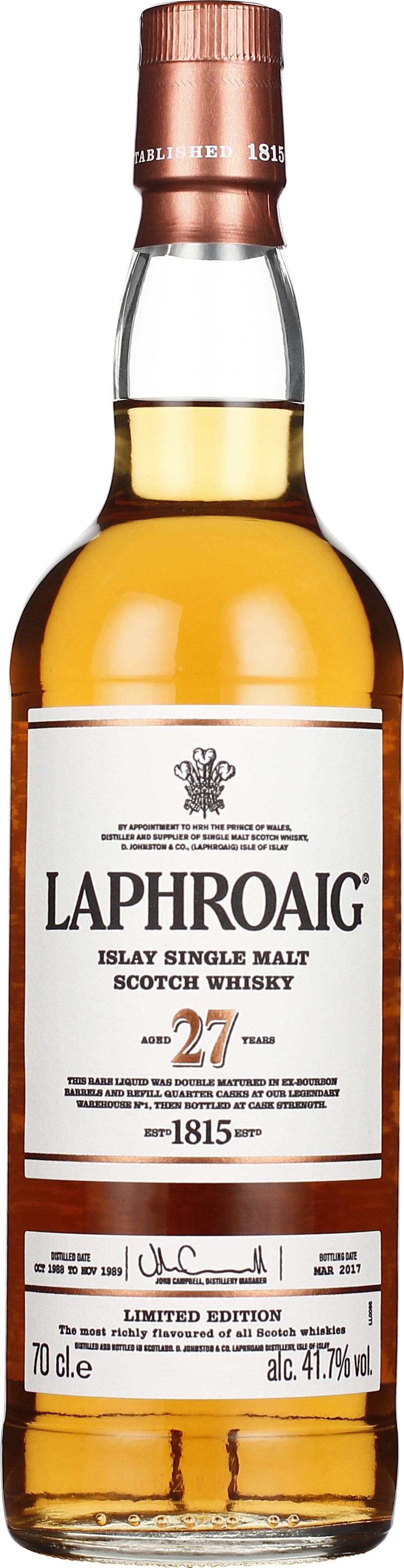 Drankdozijn Laphroaig 27 years Single Malt 70CL aanbieding Drankdozijn Laphroaig 27 years Single Malt 70CL aanbieding