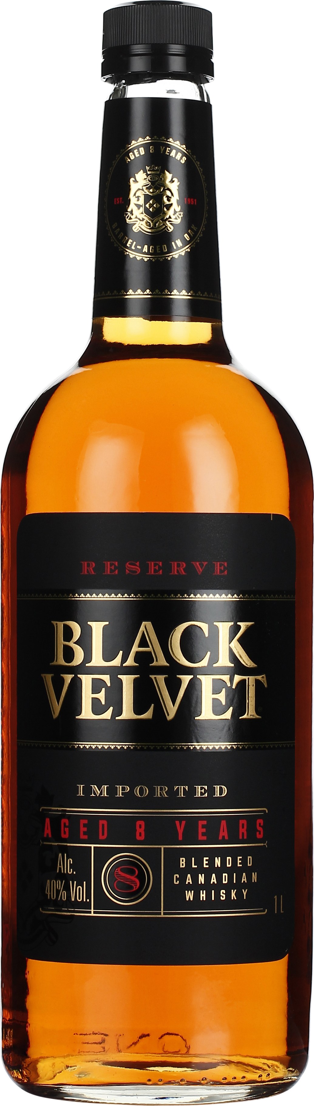 Drankdozijn Black Velvet 8 years Reserve 1LTR aanbieding