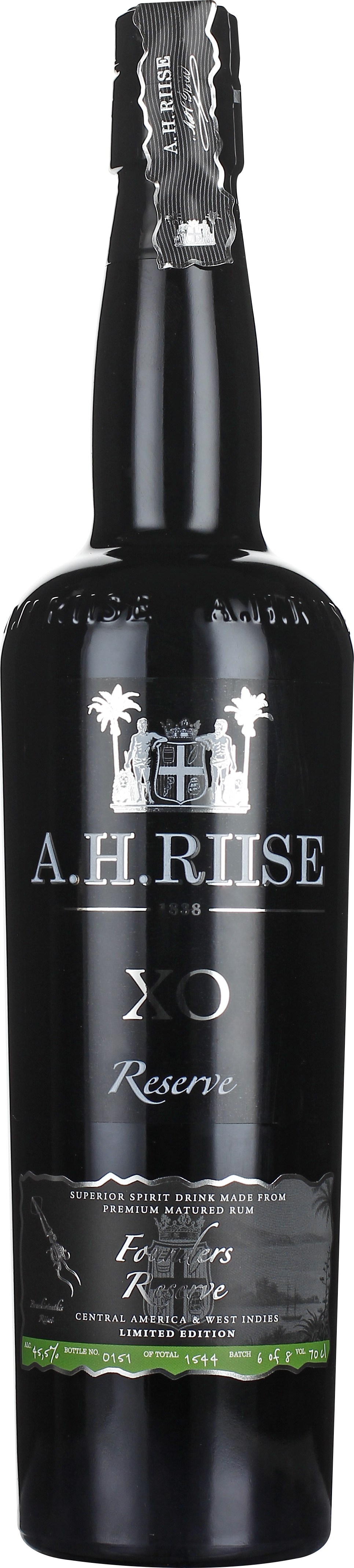 Drankdozijn A.H. Riise XO Founders Reserve Dark Green 70CL aanbieding