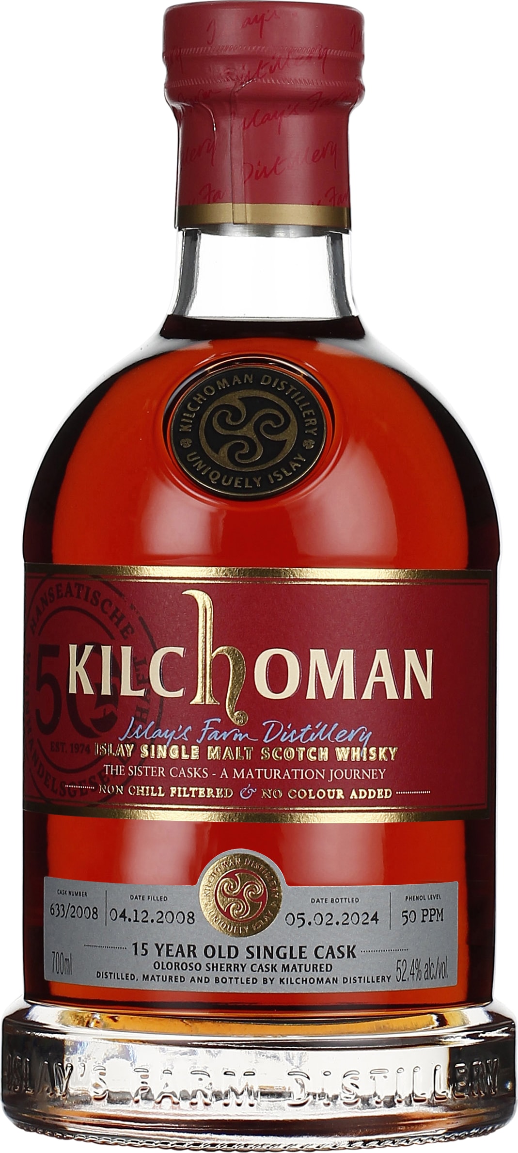 Drankdozijn Kilchoman 15 years 2008 Oloroso Sherry Cask 633 70CL aanbieding