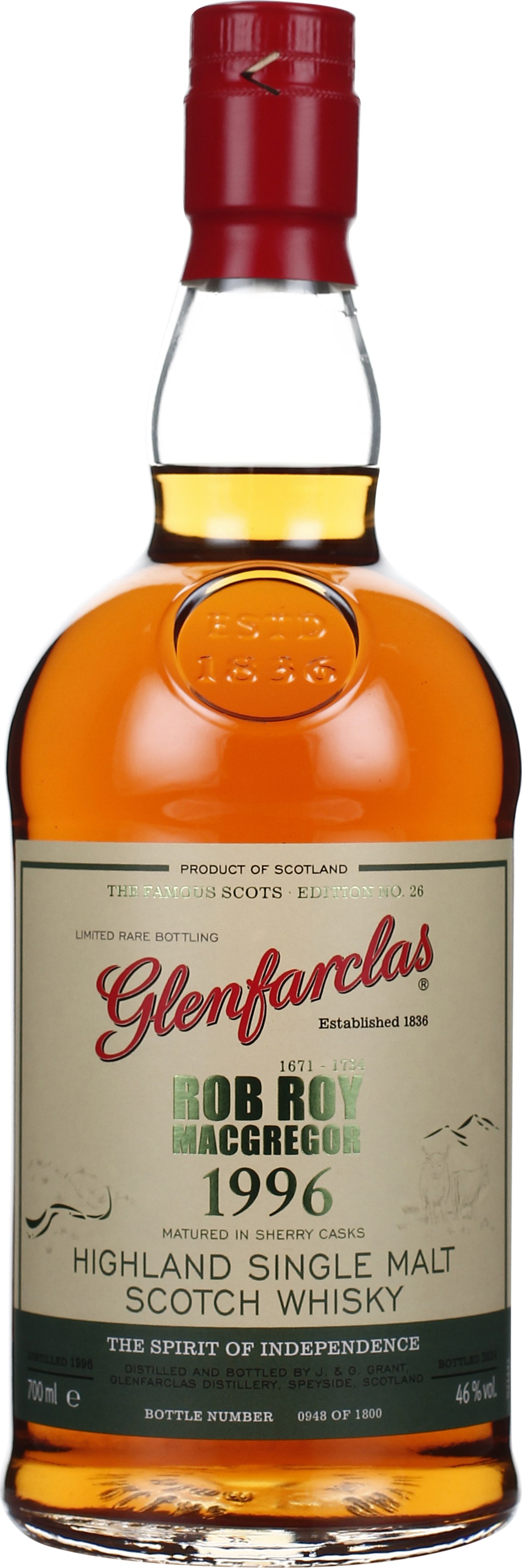 Drankdozijn Glenfarclas Vintage 1996 Rob Roy MacGregor 70CL aanbieding