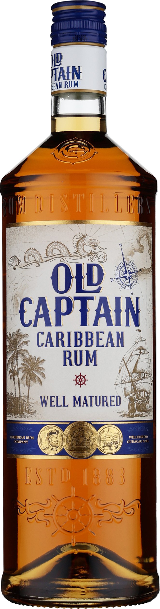 Drankdozijn Old Captain Caribbean Brown Rum 1LTR aanbieding