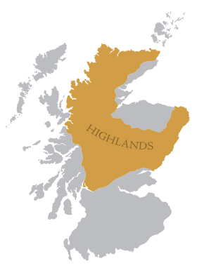 De Highland regio van Schotland uitgelicht.