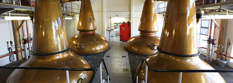 vier distilleerketels vormen de basis van GlenAllachie whisky