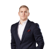 En profilbild av fastighetsmäklare Max Sterner