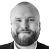 En profilbild av fastighetsmäklare Ludvig Jakobsson