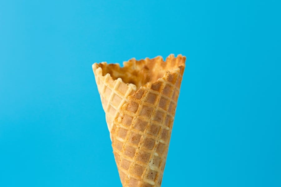 Picture of an empty ice cream cone.