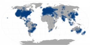 Une carte naïve du monde, avec des zones accentuées