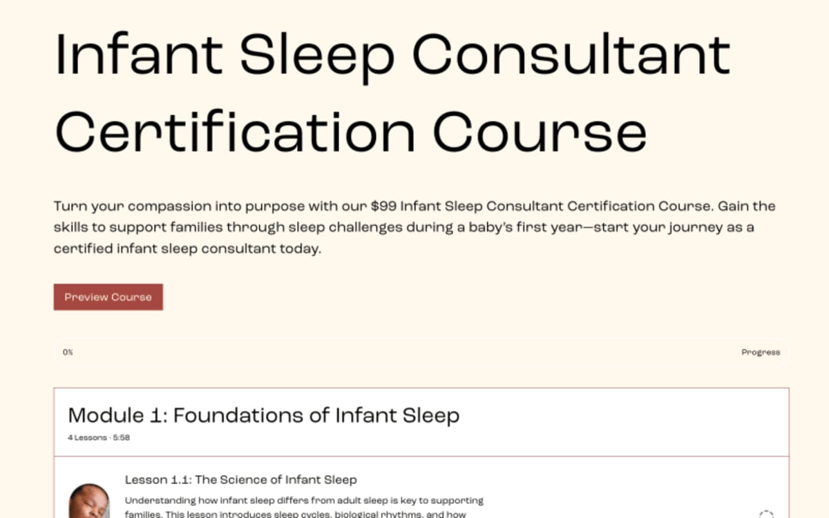 Infant Sleep Consultant Certification Course