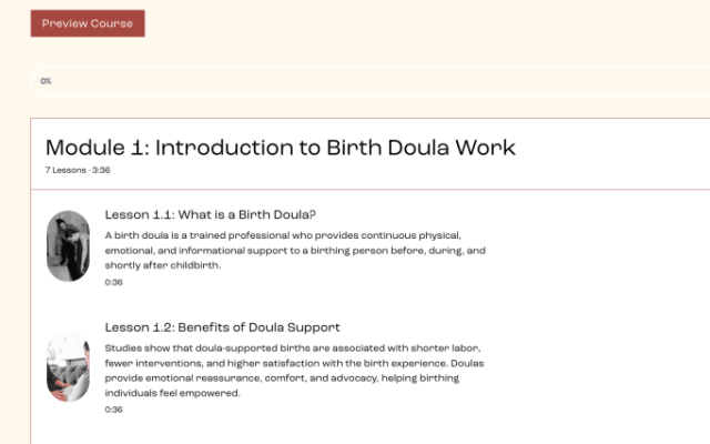 DNT Network Birth Doula Online Certification Course