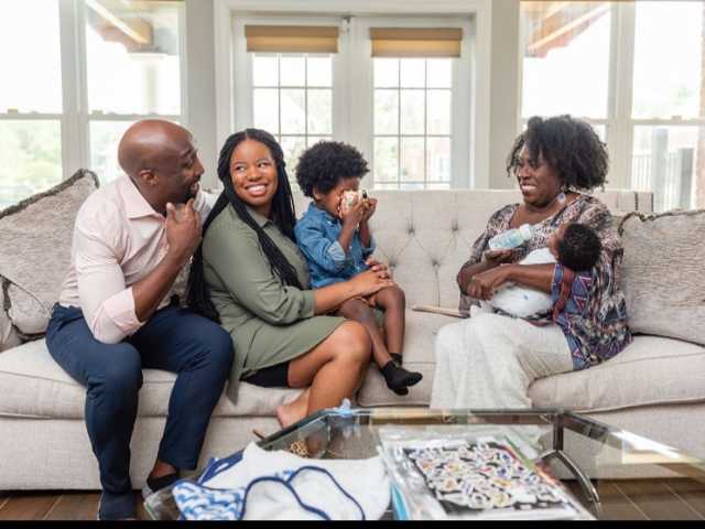 Cheryl Abrams postpartum doula meets with a potential family for an interview