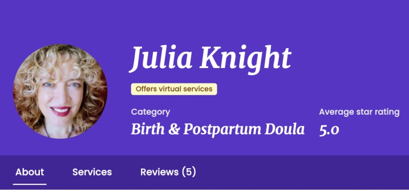 Julia Knight is a Birth & Postpartum Doula from Manhattan, New York City