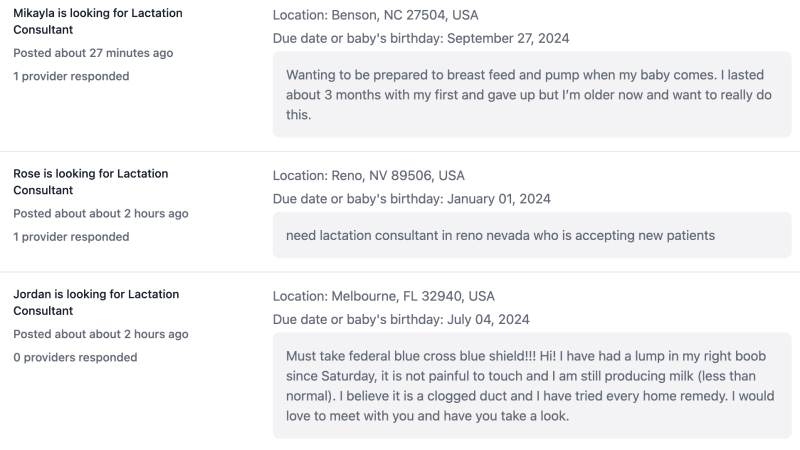 Bornbir Lead Board for Lactation Consultants finding new clients