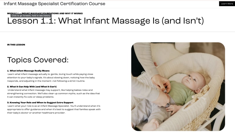 DNT Network Infant Massage Specialist Certification Course
