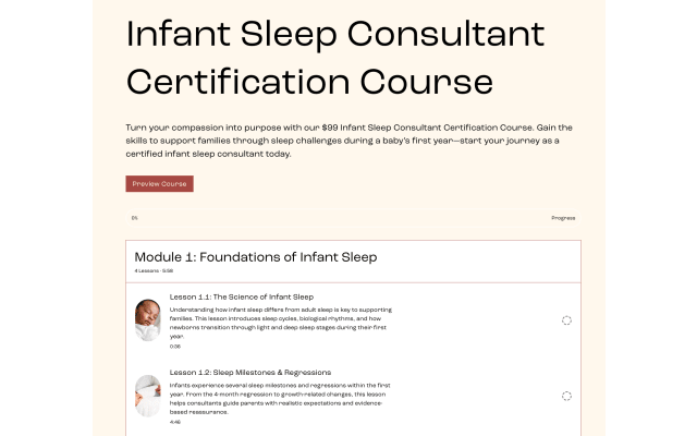 Infant Sleep Consultant Certification Course