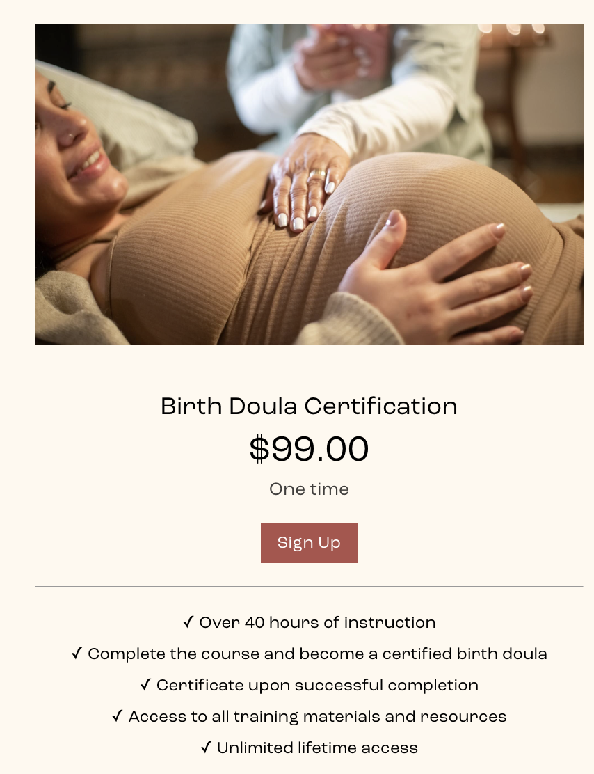 DNT Network Birth Doula Online Certification Course