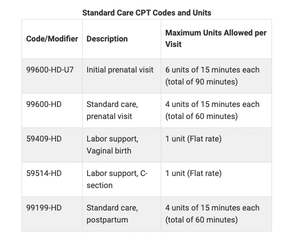 Diagnosis Code for Doula Services