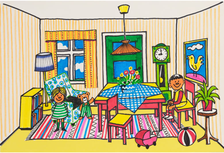Udsnit fra Jørgen Clevins illustrationer. Foto: Museum Jorn