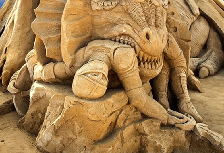 Sandskulptur fra tidligere år. Fotograf: Hundested Sandskulpturfestival