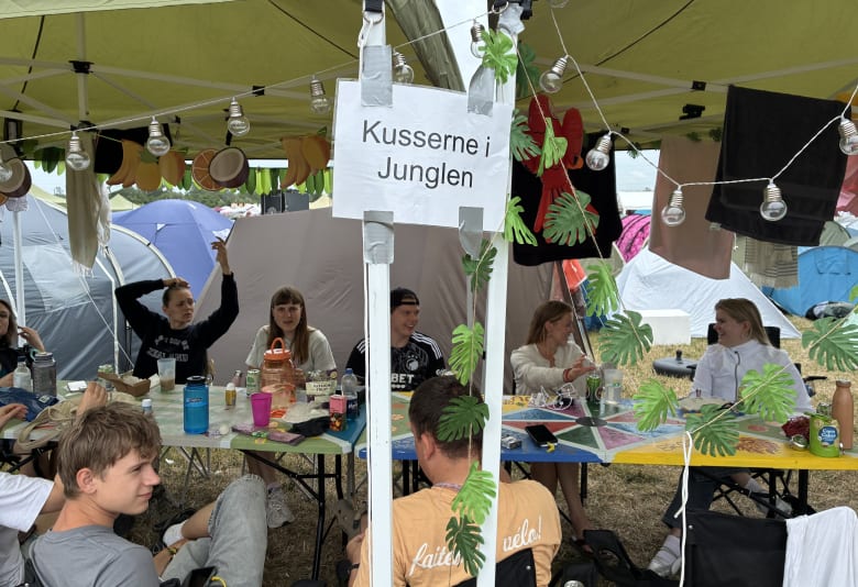 Køb eller lej pavilloner og medbring rigelige mængder af dekoration til campen
