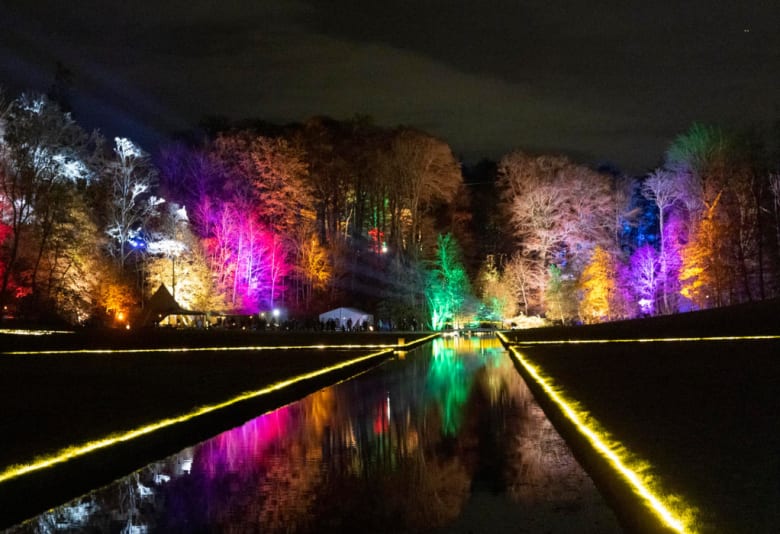 Magisk lys over Ledreborg fra 2021. Fotograf: Ledreborg Slot
