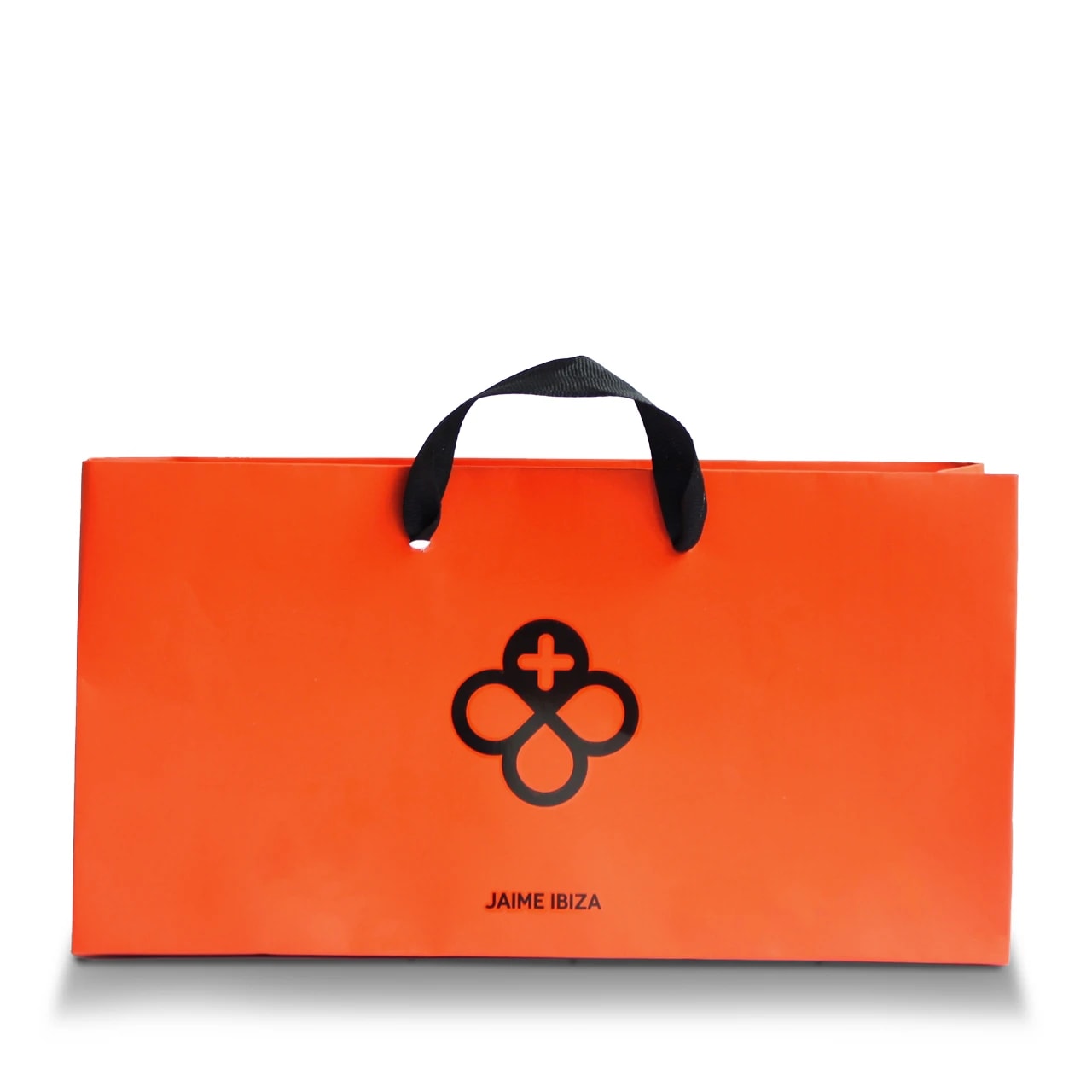 Bolsa personalizada para boutique color naranja con logotipo de: Jaime Ibiza