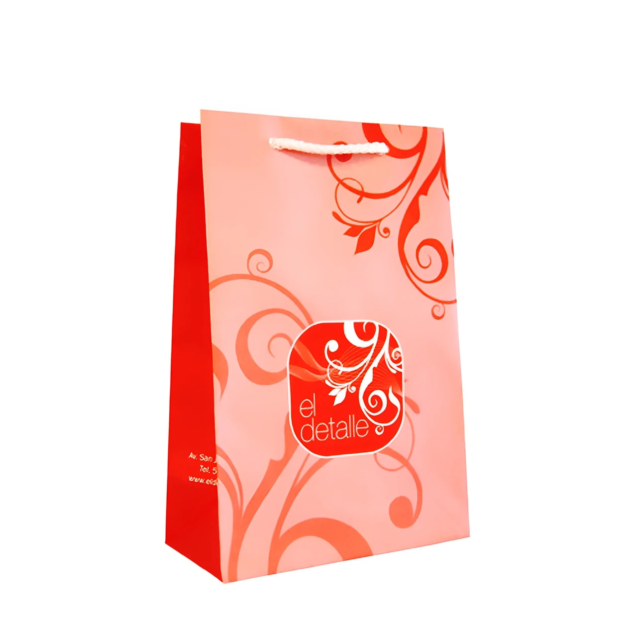 Bolsa roja personalizada con el logo de las tiendas de regalos: El Detalle