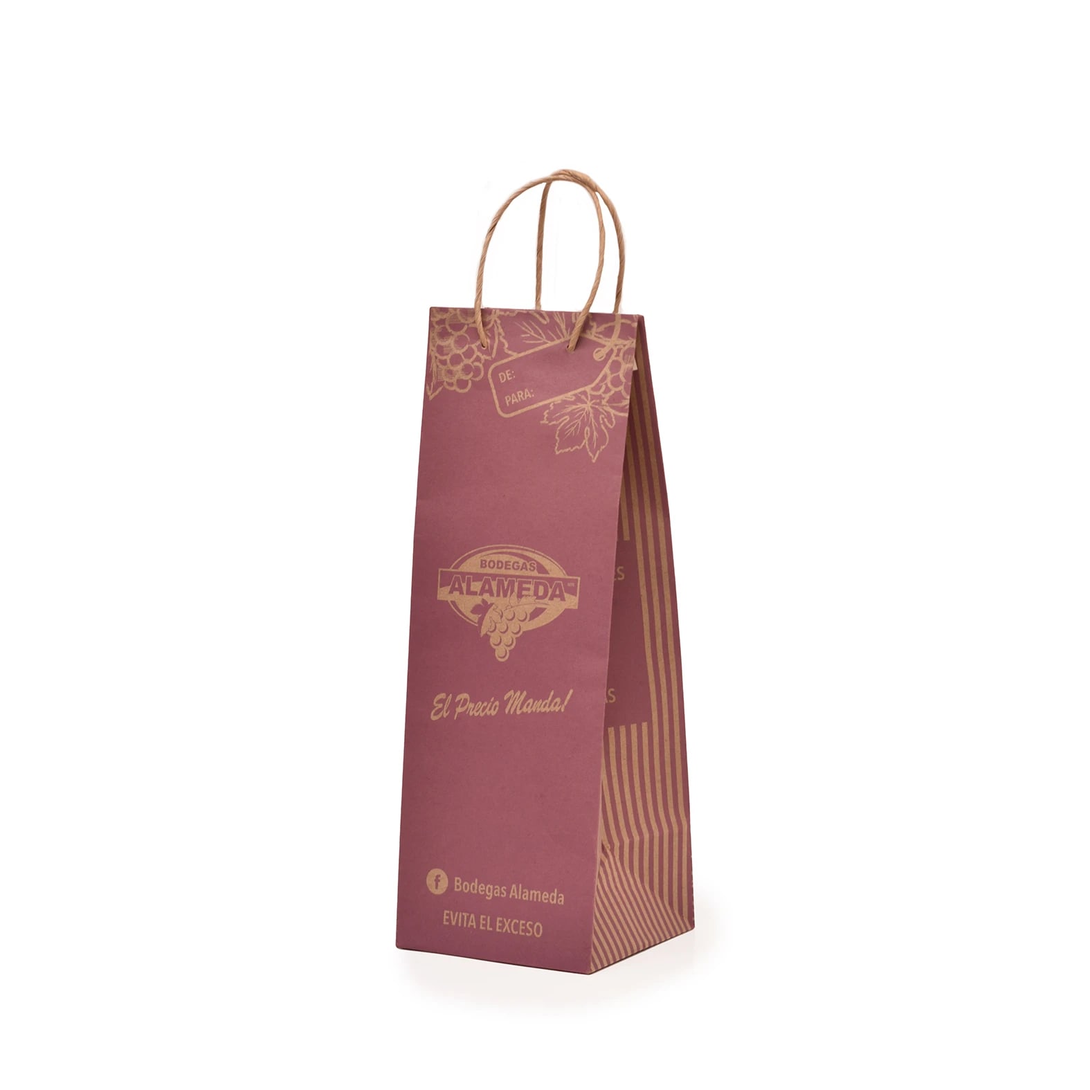 Bolsa para botellas y venta de vinos impresa con diseño de: Alameda.