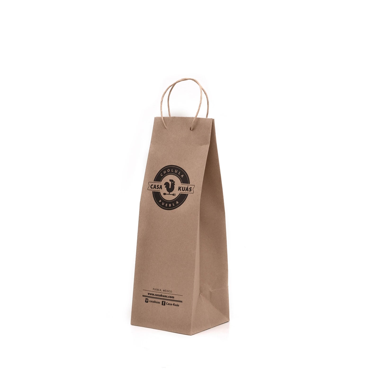 Bolsa para botellas de vino impresa con logotipo de: Casa Kuas.