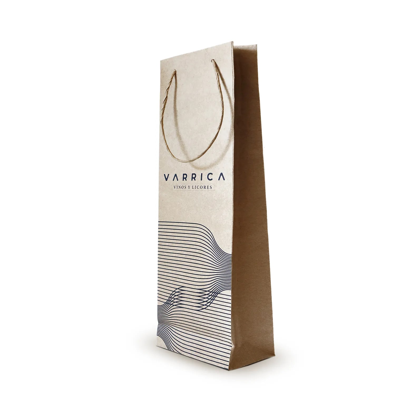 Bolsa para venta de vinos y licores con logo y diseño impreso a 1 tinta.